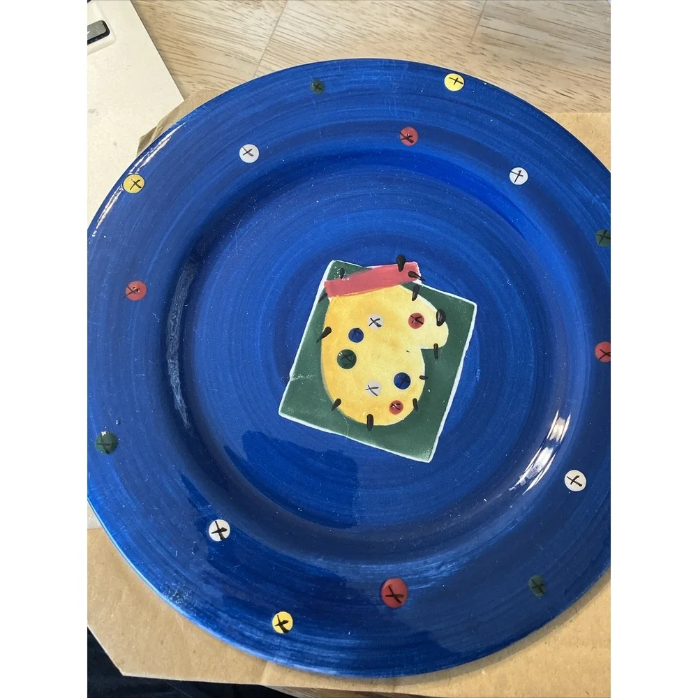 Make the‎ Season Bright 4 Hand Painted Salad/Dessert Plates Mitten tree Snowman